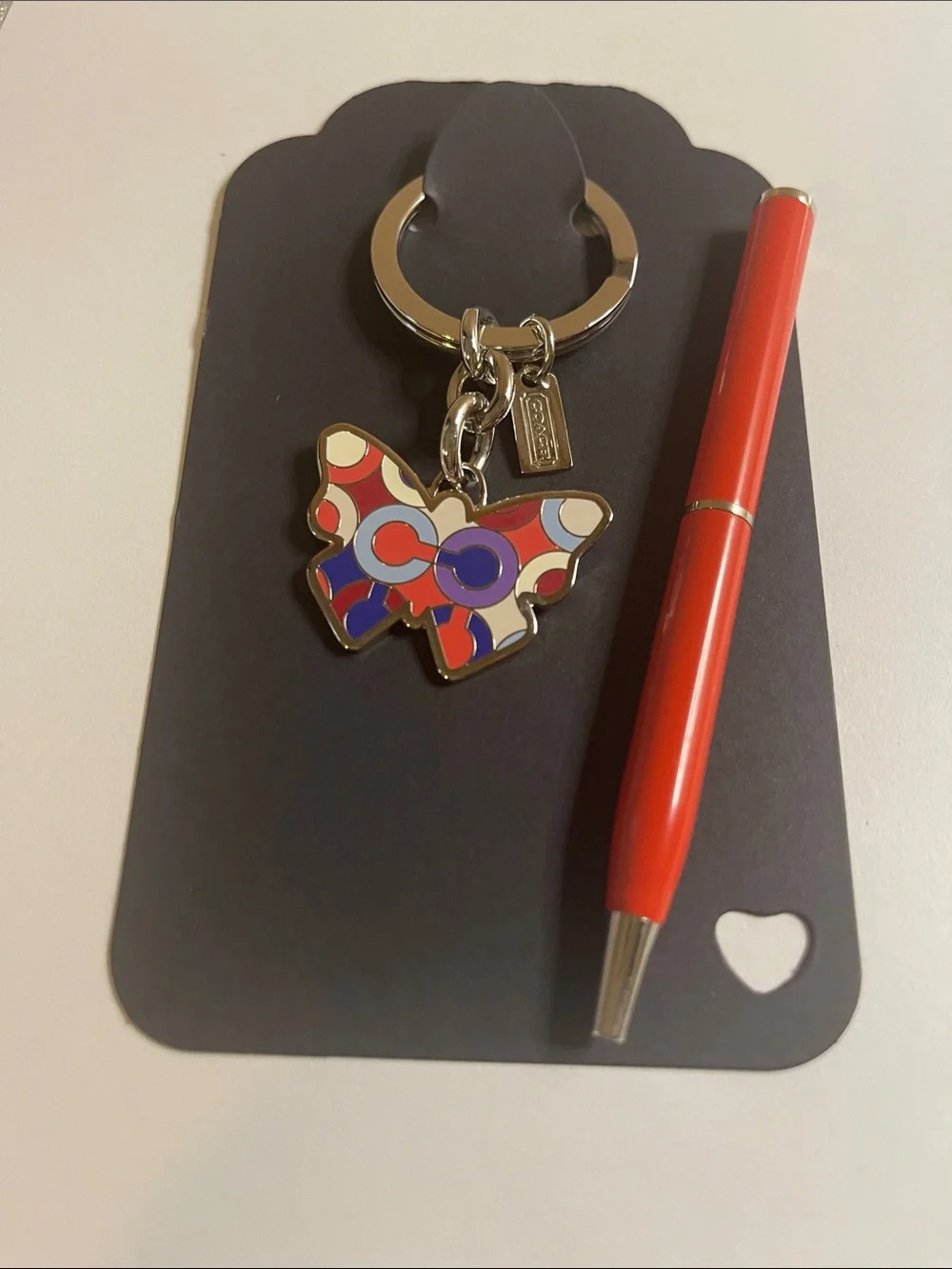 Coach Butterfly C Pattern Keychain and Coach Pen